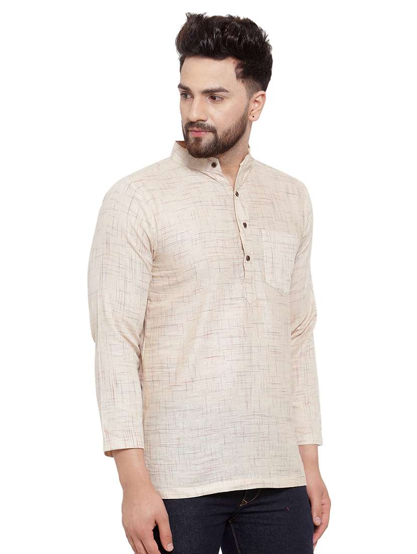 mandarin neck solid short kurta - 19814510 -  Standard Image - 1