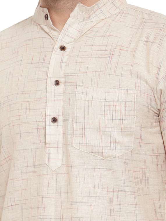 mandarin neck solid short kurta - 19814510 -  Standard Image - 4