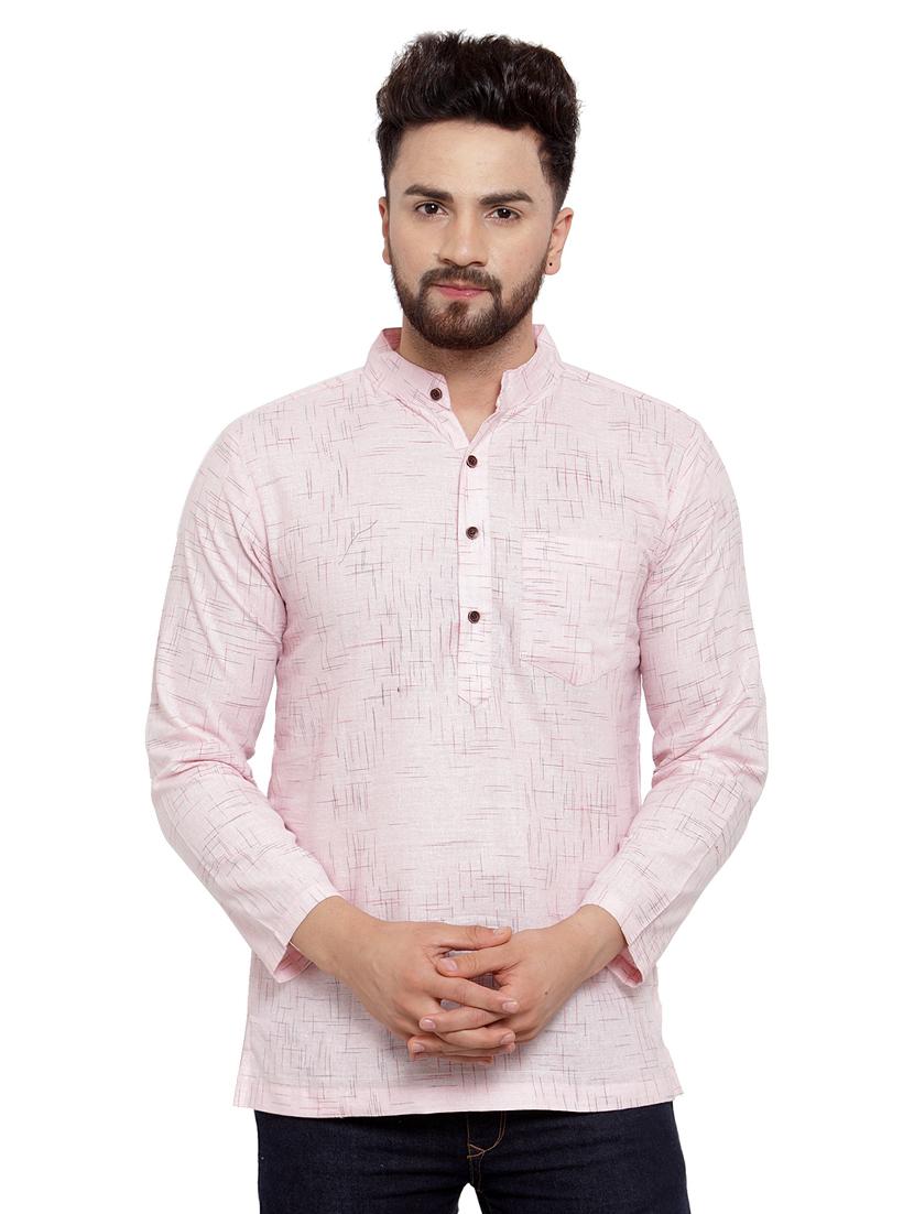 mandarin neck solid short kurta - 19814516 - Zoom Image - 0