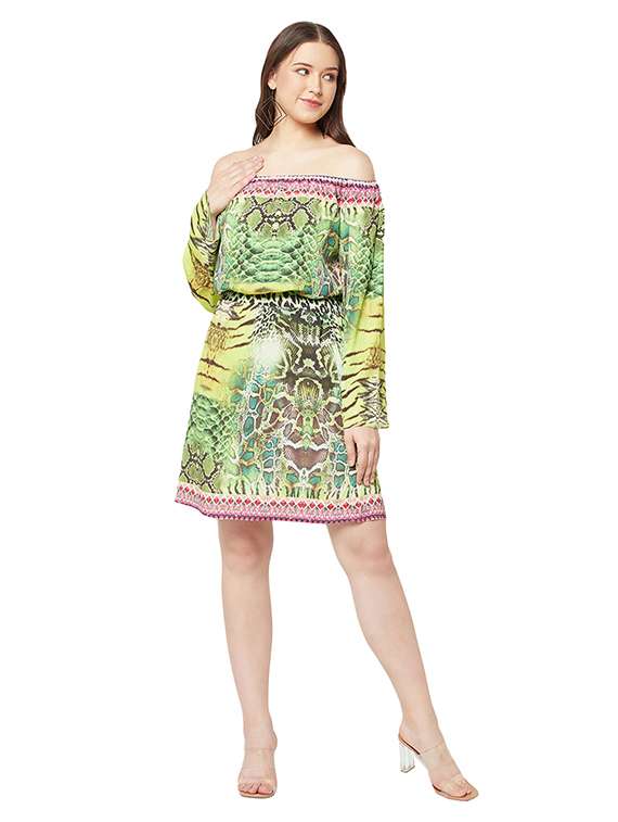 women printed off shoulder dress - 19814779 -  Zoom Image - 0