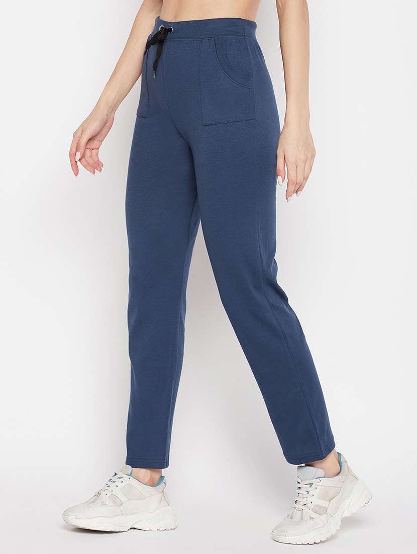 blue solid track pant - 19814929 -  Standard Image - 1