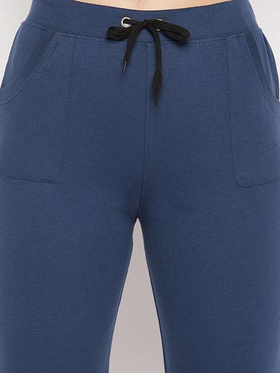 blue solid track pant - 19814929 -  Standard Image - 4