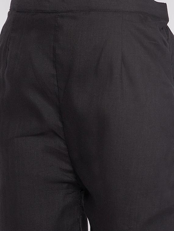 black solid lace flat front trouser - 19815138 - Standard Image - 4