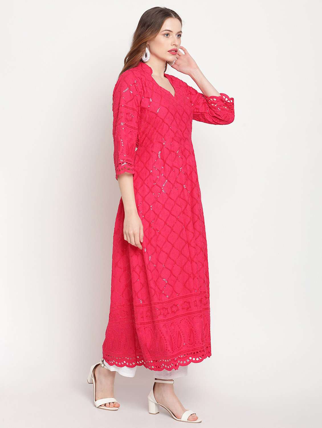 sweetheart neck floral anarkali kurta - 19815325 - Standard Image - 1