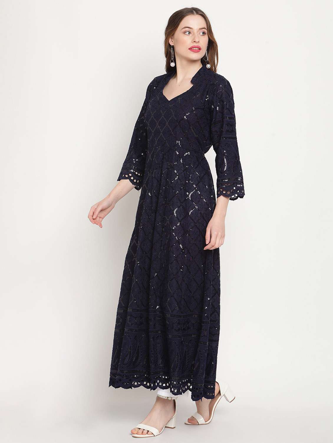 sweetheart neck floral anarkali kurta - 19815330 -  Standard Image - 1