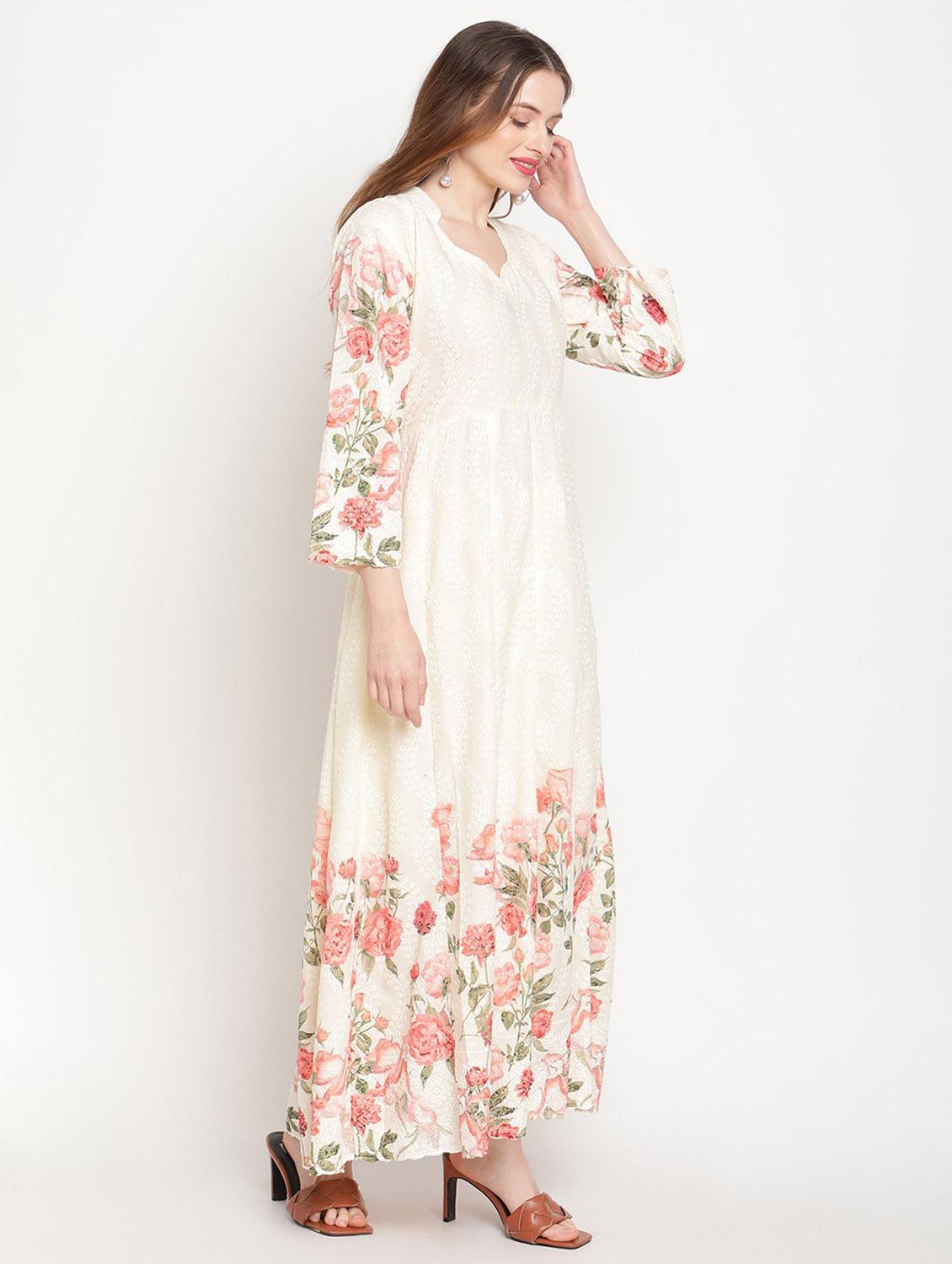 sweetheart neck floral anarkali kurta - 19815332 - Standard Image - 1