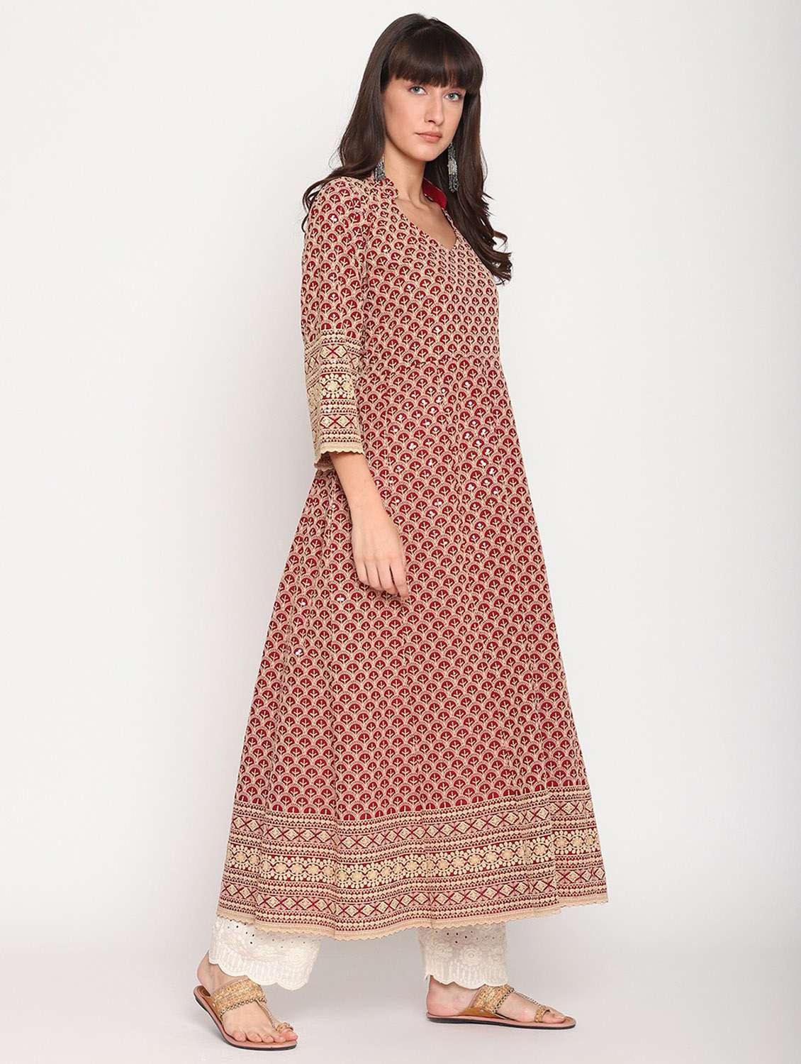 sweetheart neck floral anarkali kurta - 19815367 - Standard Image - 1
