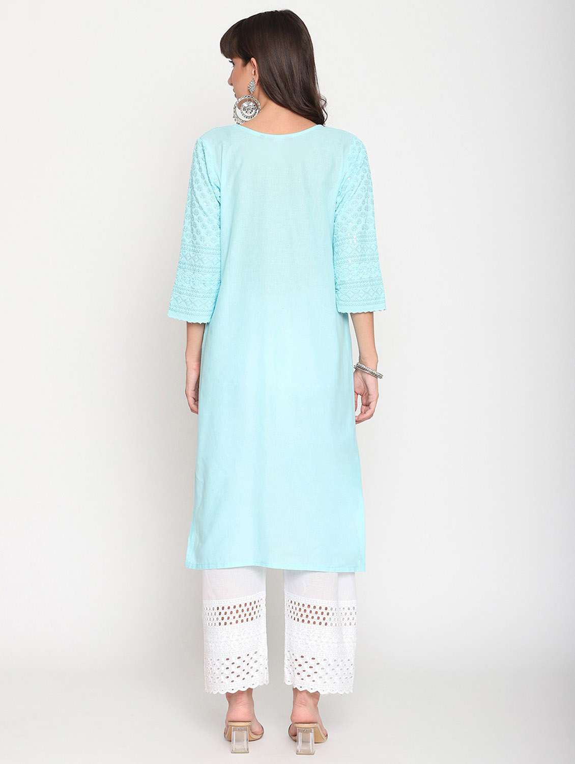 notch neck solid straight kurta - 19815370 -  Standard Image - 4