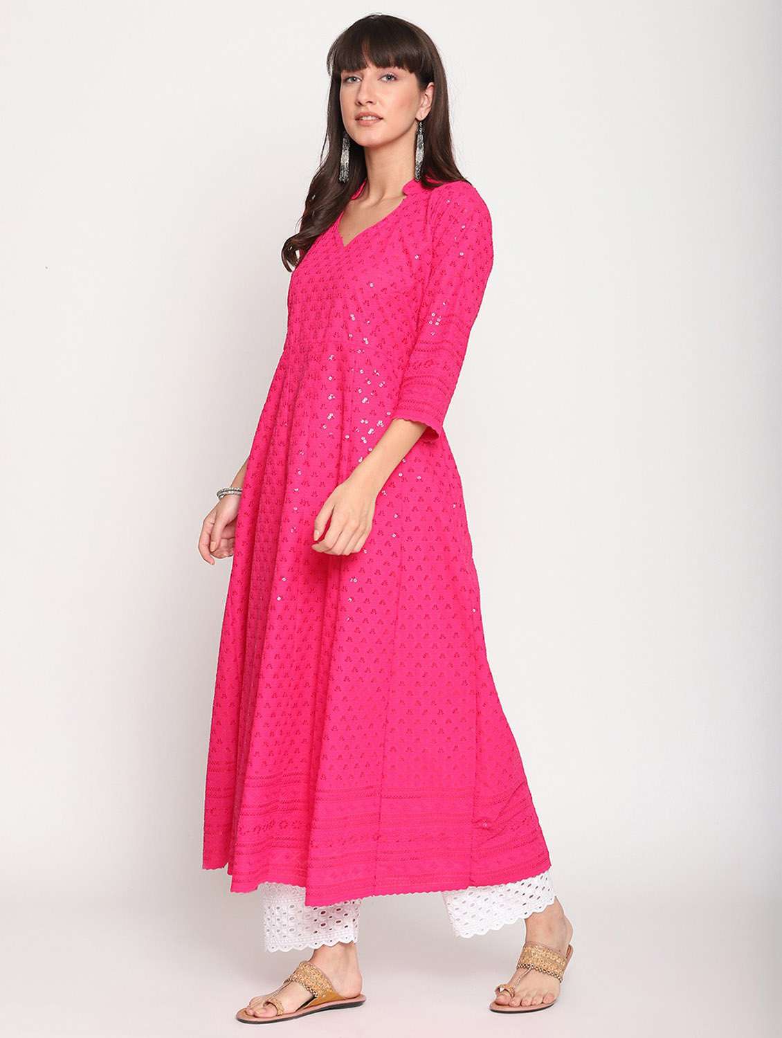 sweetheart neck floral flared kurta - 19815379 - Standard Image - 1