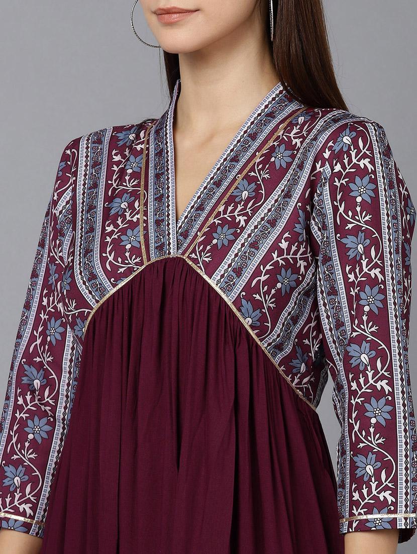 v neck solid a line maxi dress - 19816149 - Standard Image - 4