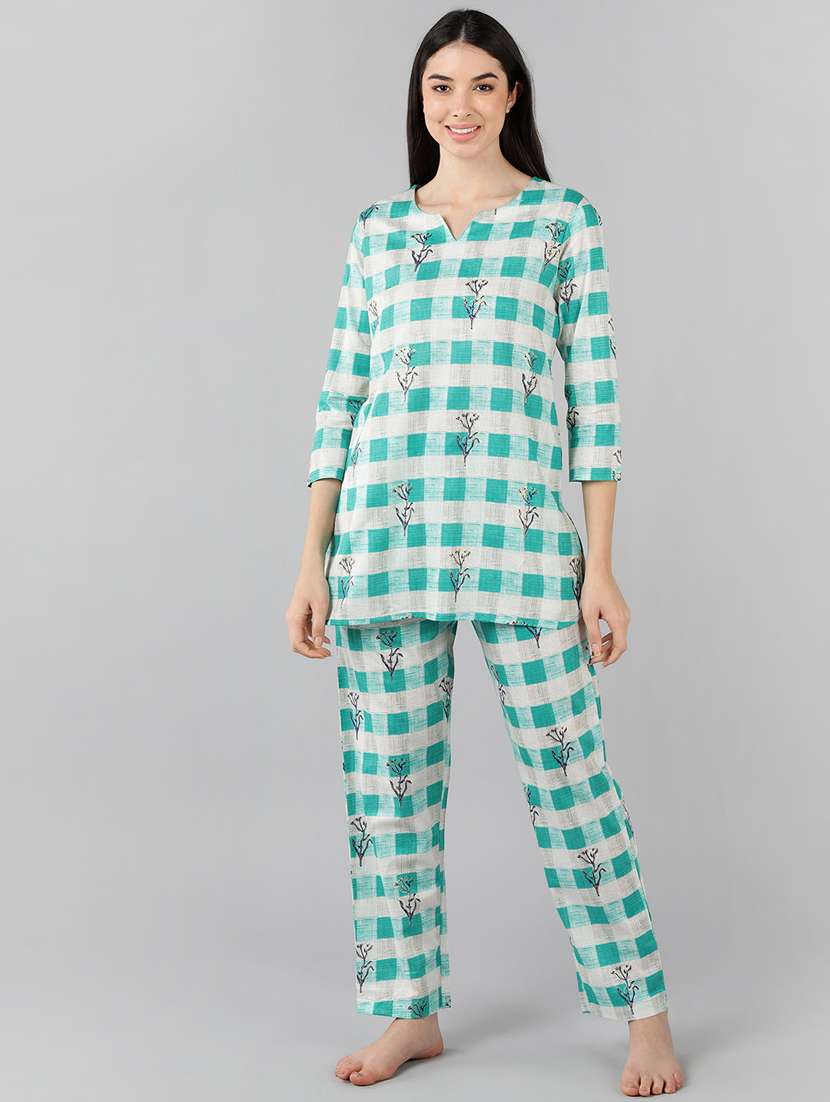 women printed cotton nightsuit set