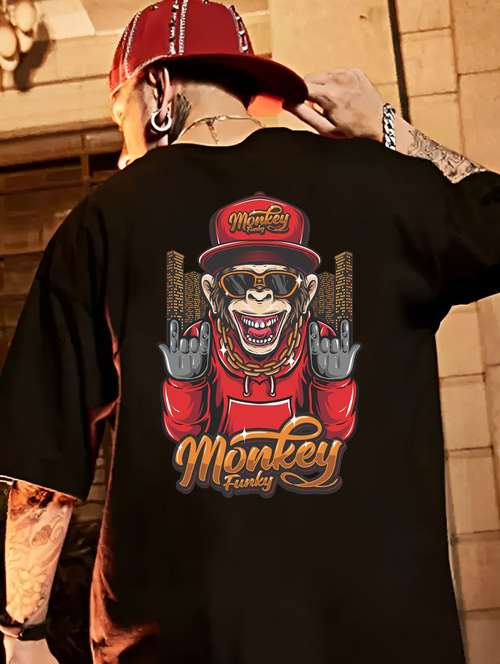 men black oversized front & back printed t-shirt - 19818719 -  Standard Image - 0