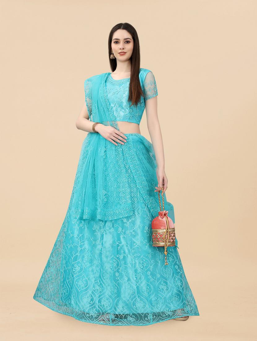 embroidered semi-stitched lehenga choli with dupatta - 19819976 -  Standard Image - 1
