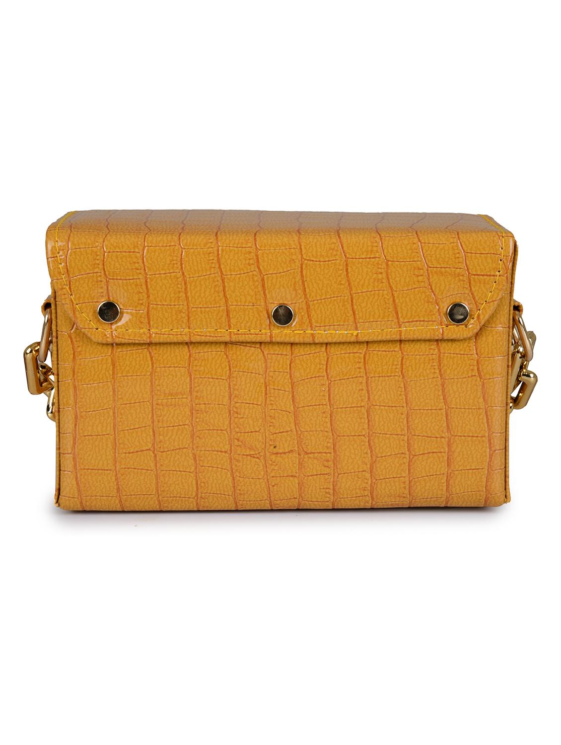 yellow leatherette (pu) sling bag - 19820044 -  Standard Image - 1
