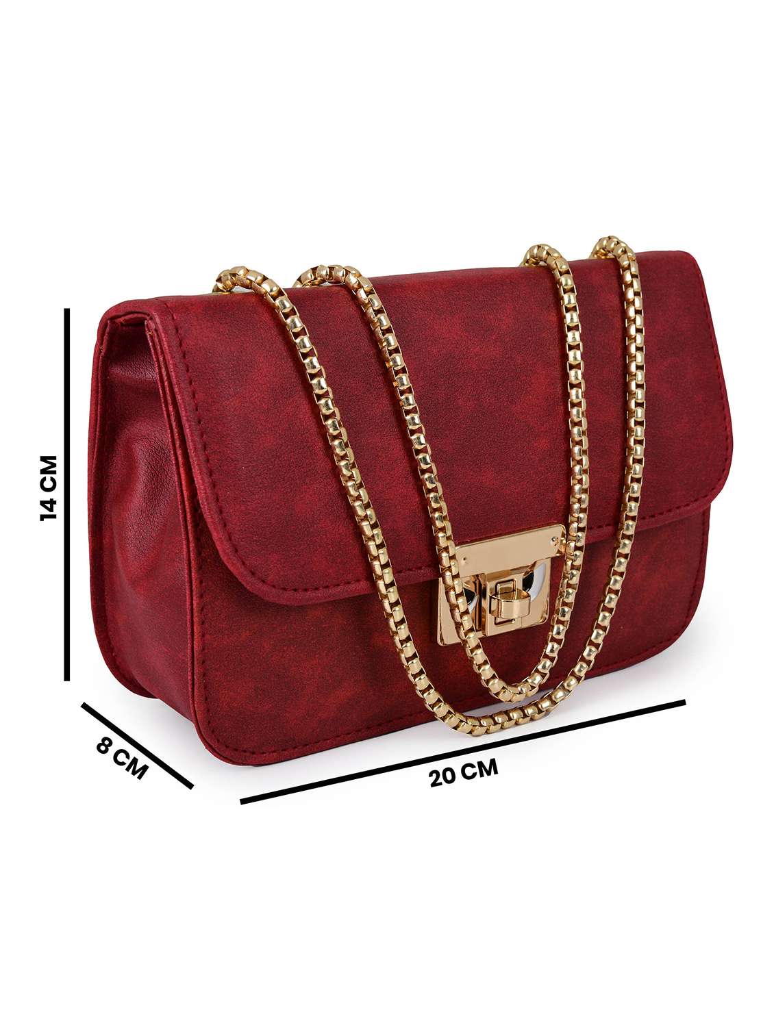 maroon leatherette (pu) sling bag - 19820059 -  Standard Image - 4