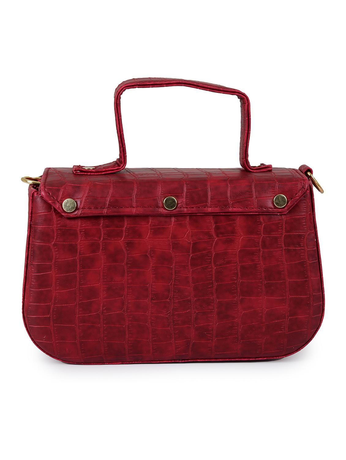 maroon leatherette (pu) sling bag - 19820074 - Standard Image - 1