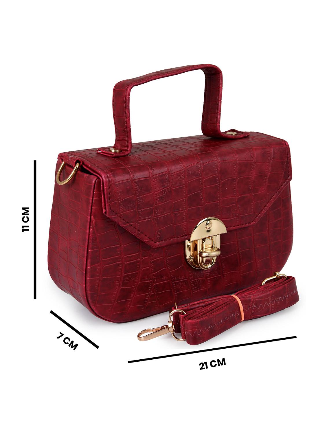 maroon leatherette (pu) sling bag - 19820074 - Standard Image - 4