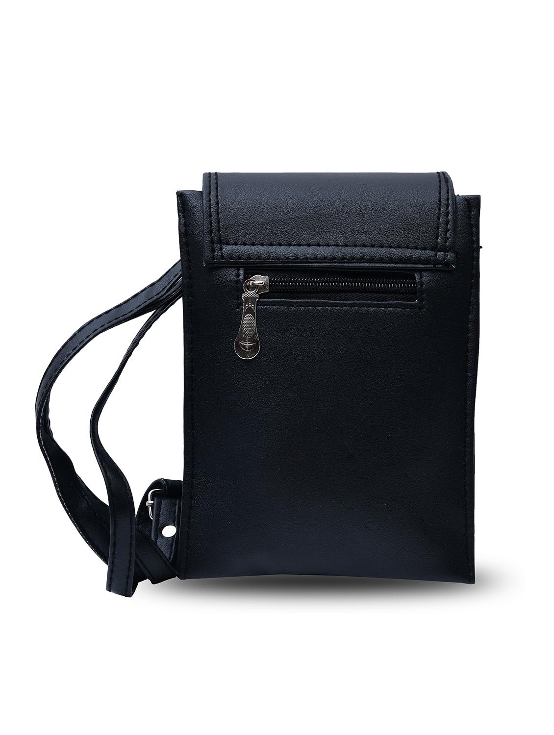 black leatherette (pu) sling bag - 19820086 - Standard Image - 1