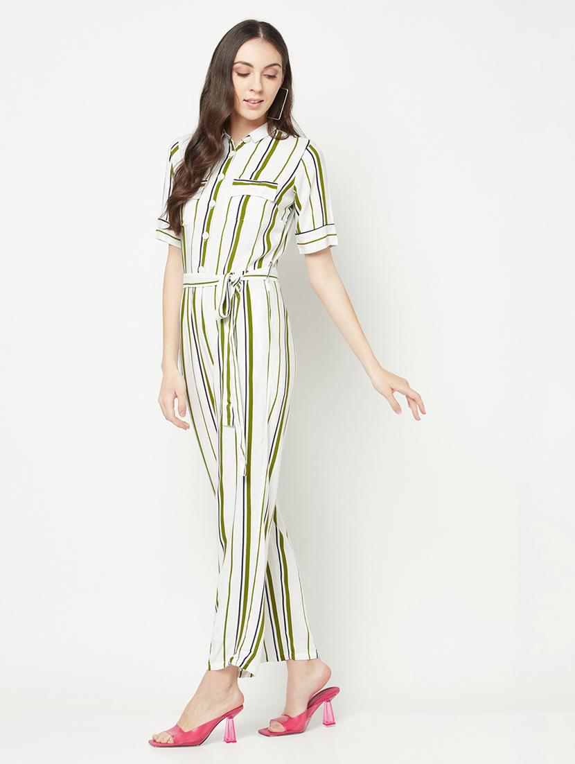 olive viscose full leg jumpsuit - 19820190 - Standard Image - 1