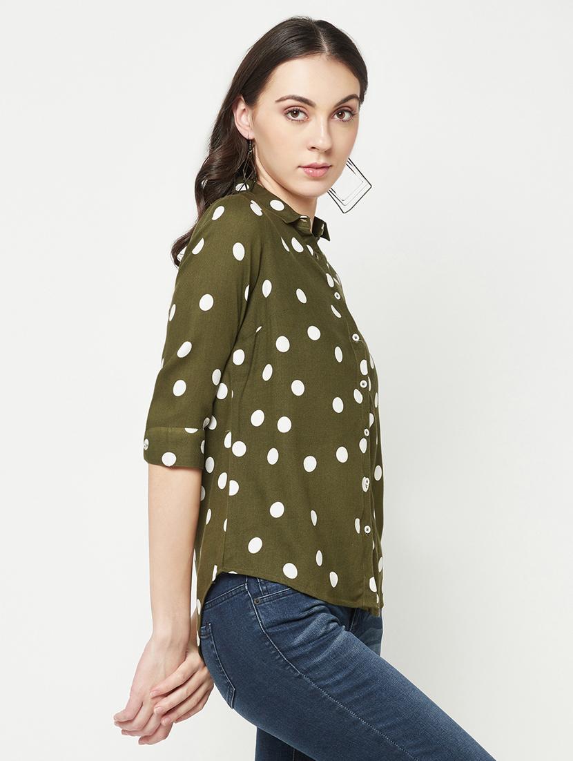olive viscose regular shirt - 19820219 - Standard Image - 1