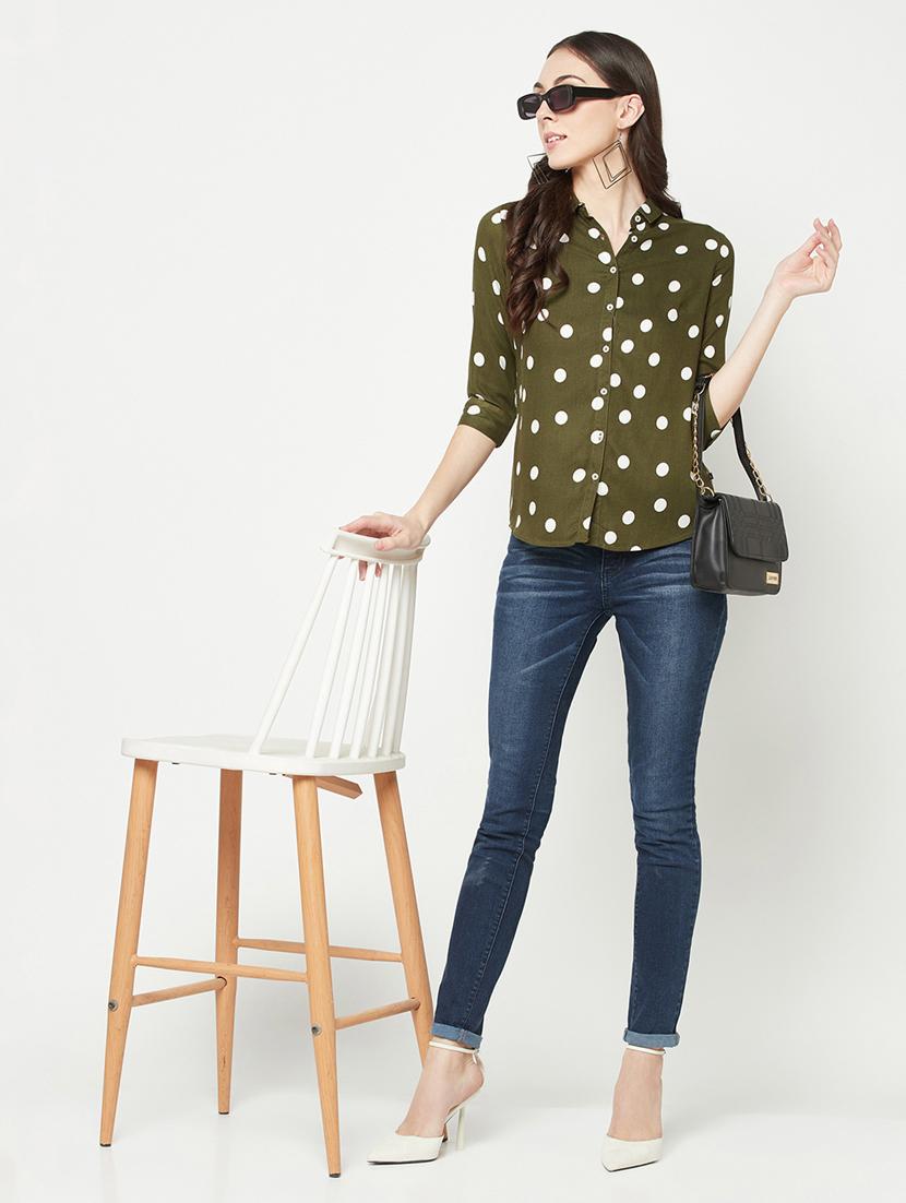olive viscose regular shirt - 19820219 - Standard Image - 4