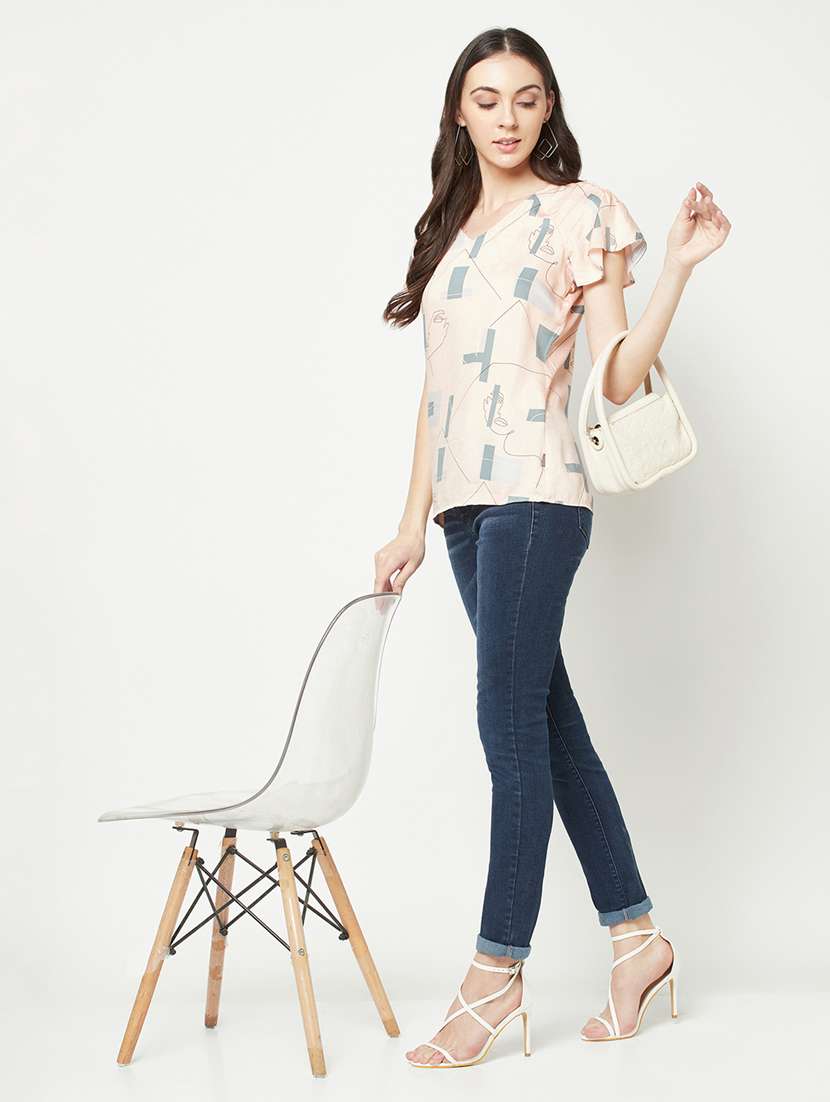 women's straight v neck top - 19820225 -  Standard Image - 4