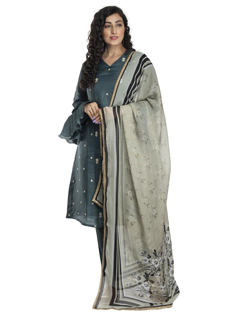 beige silk blend dupatta - 19822787 - Zoom Image - 0