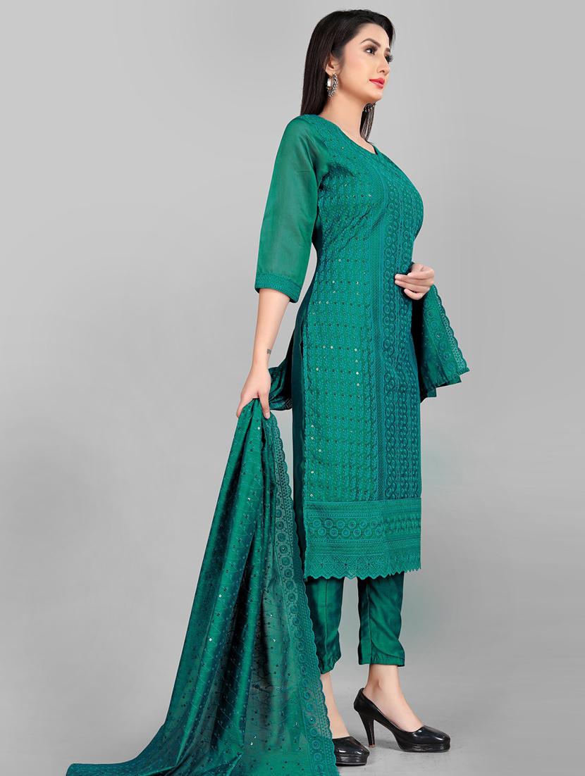 teal embroidered suit set - 19825384 - Standard Image - 1