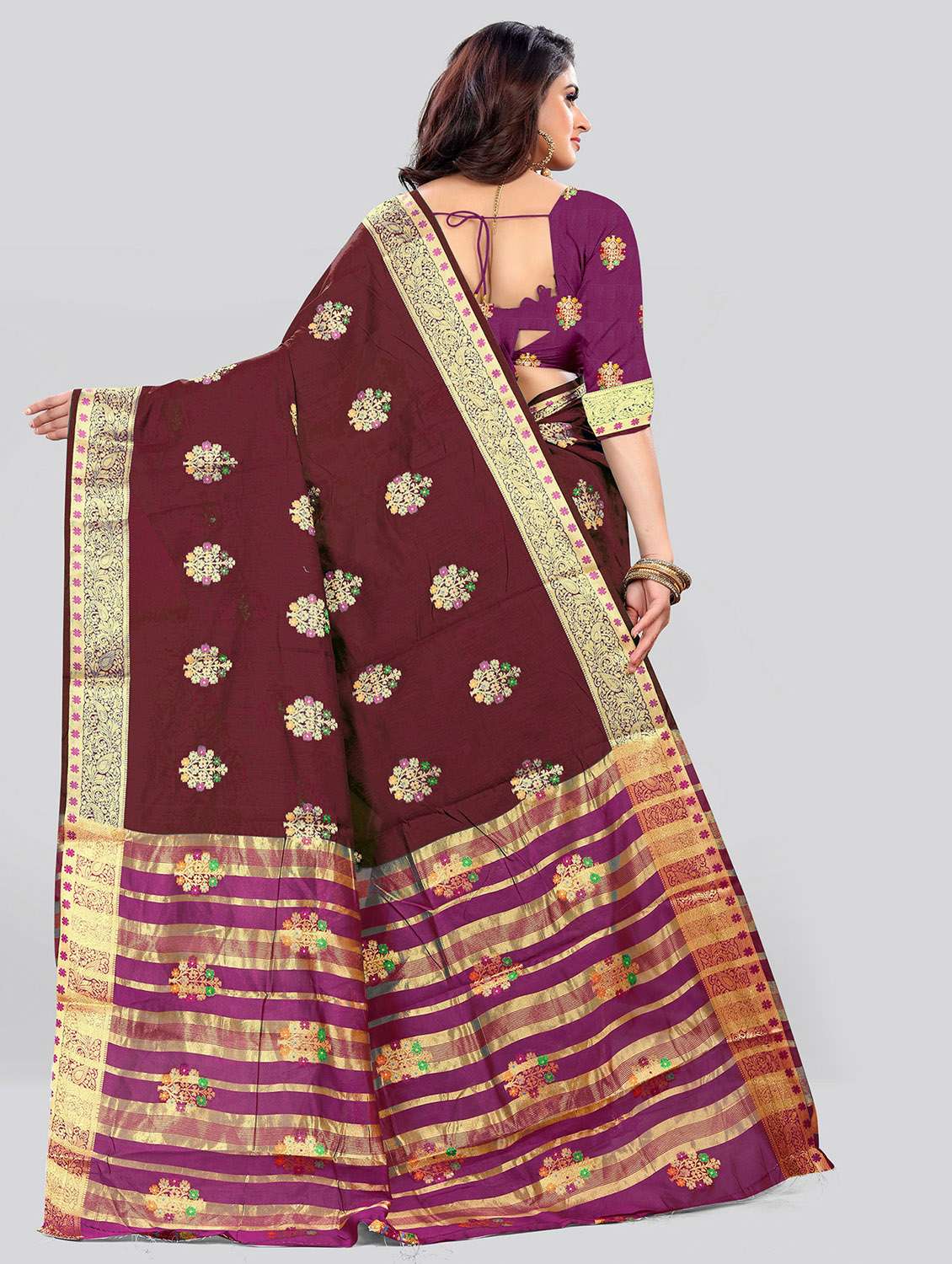women's self design red colored saree - 19825486 -  Standard Image - 1