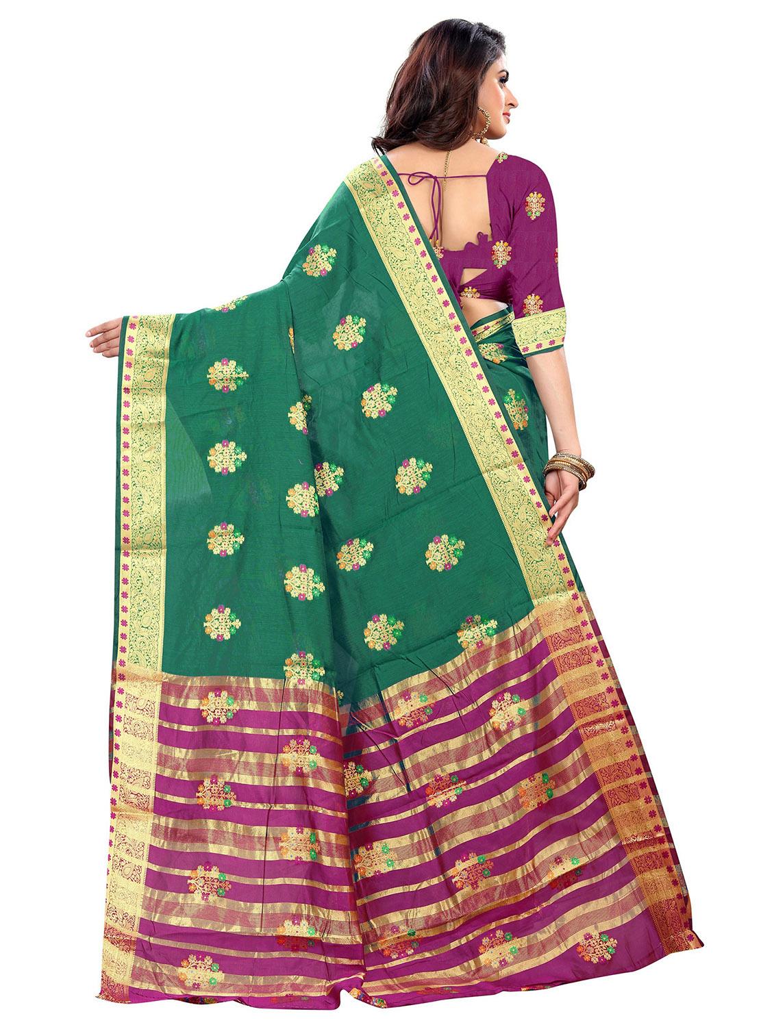 women's self design sea green colored saree with blouse - 19825500 - Standard Image - 1