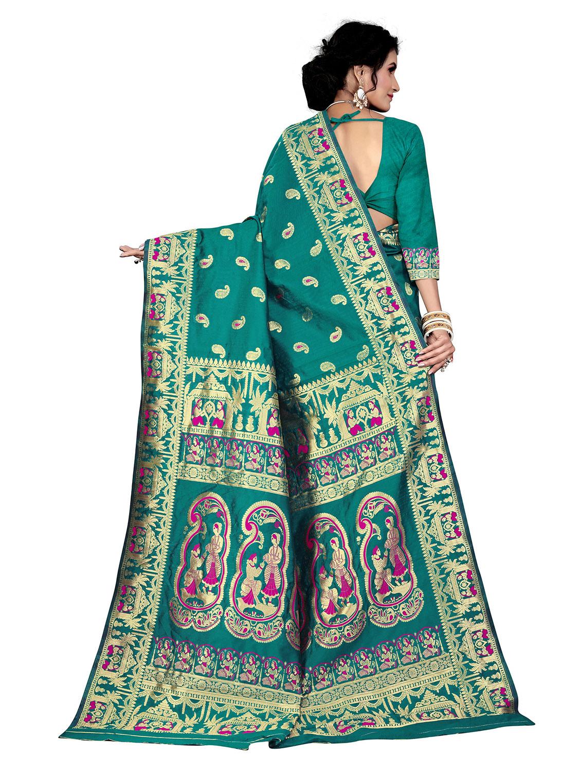 women's self design sea green colored saree - 19825509 - Standard Image - 1
