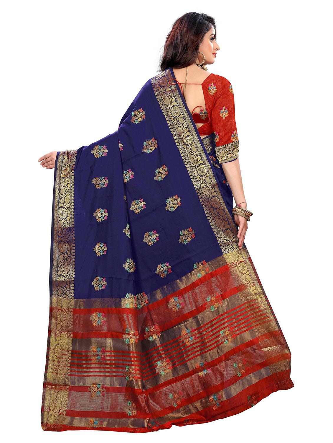 blue self design woven saree - 19825516 - Standard Image - 1