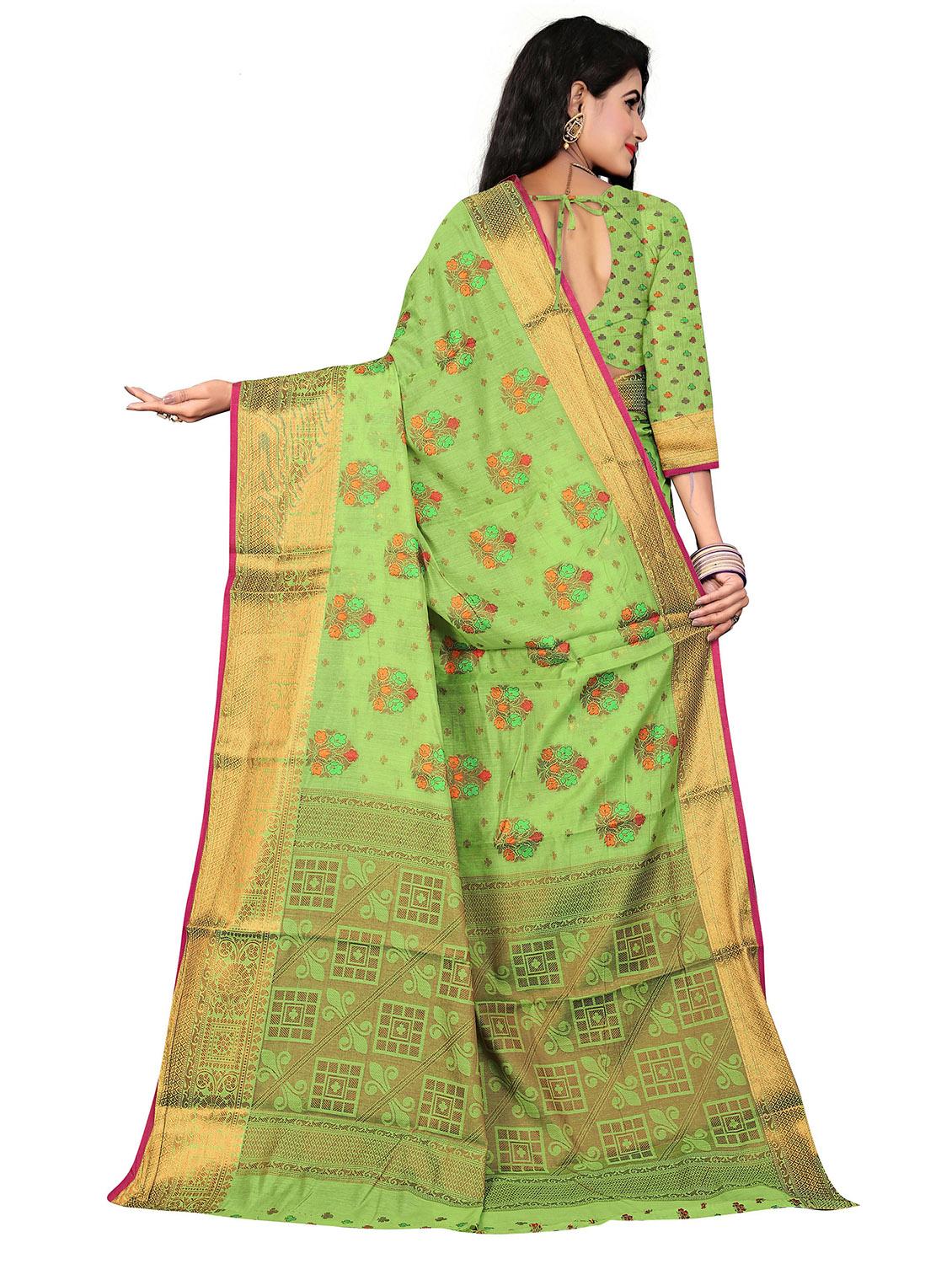 green self design woven saree with blouse - 19825519 - Standard Image - 1