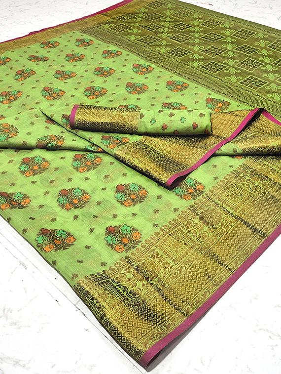 green self design woven saree with blouse - 19825519 - Standard Image - 4