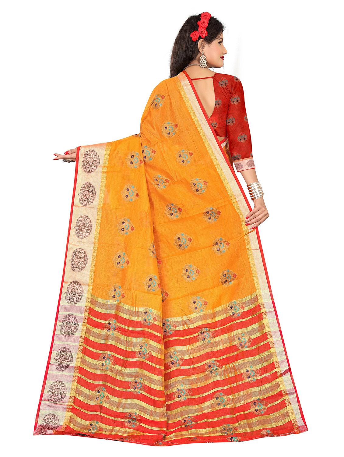 women's self design mustard colored saree with blouse - 19825554 - Standard Image - 1