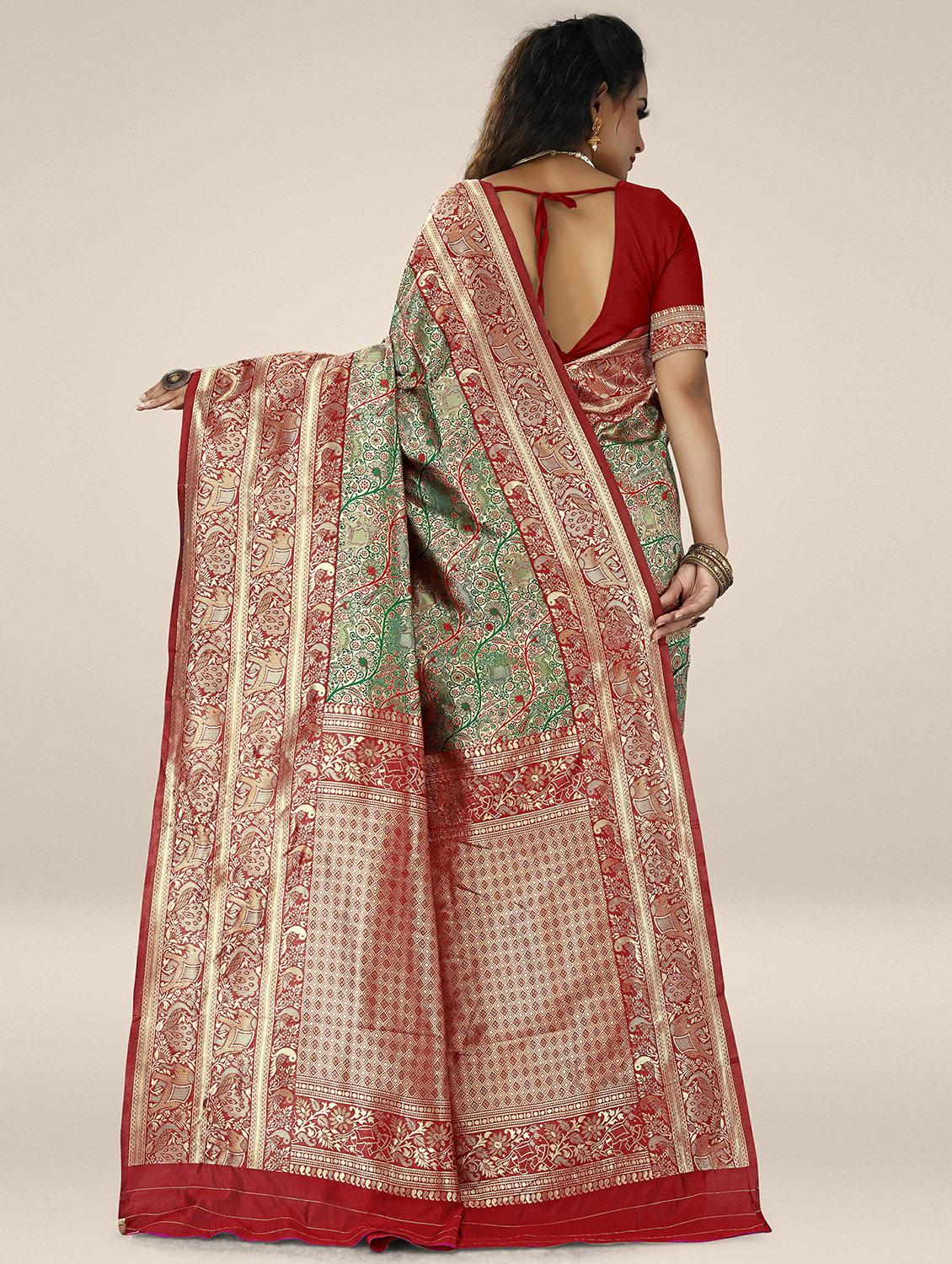 multi color printed woven saree with blouse - 19825576 -  Standard Image - 1