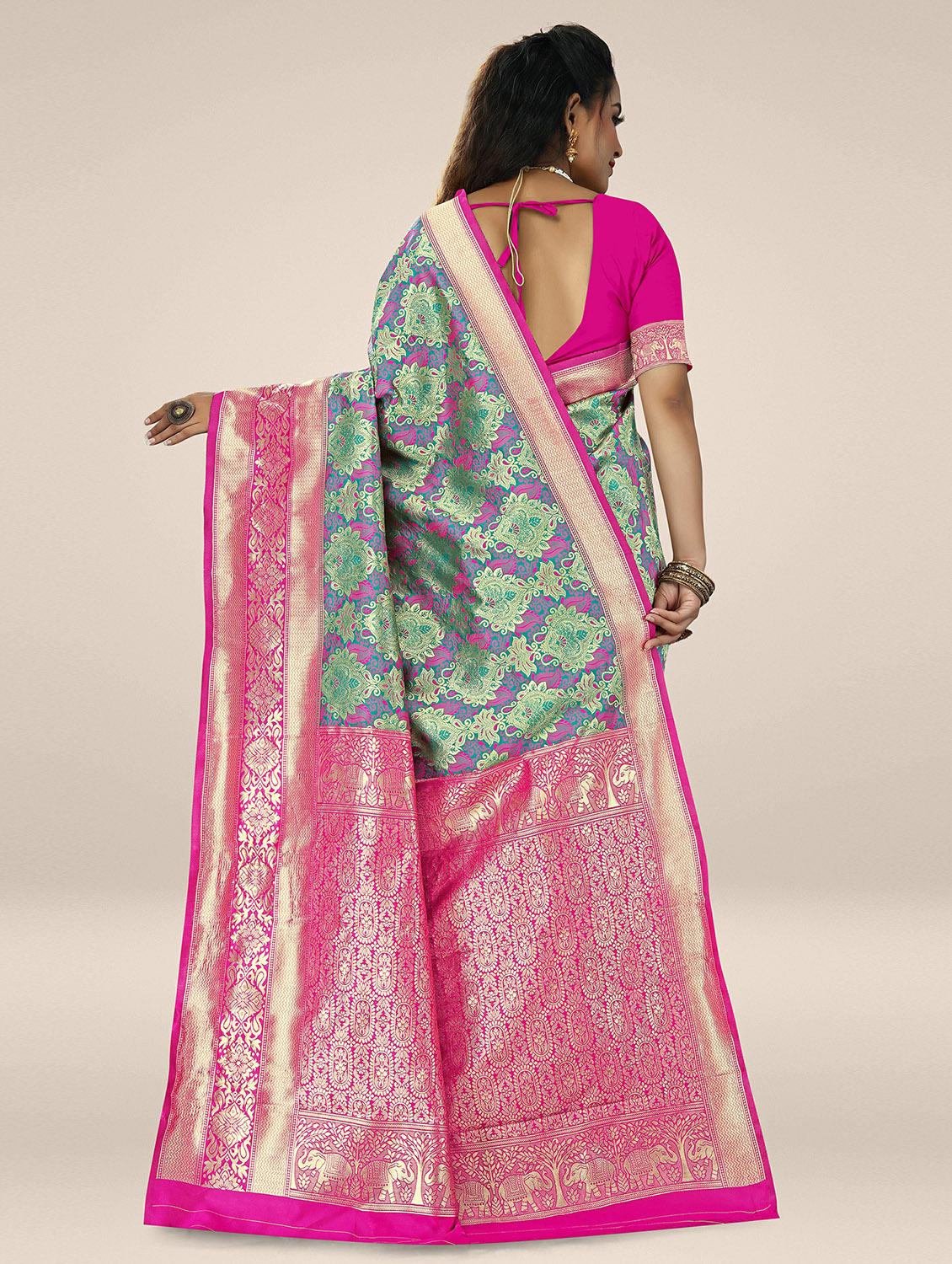 multi color self design woven saree with blouse - 19825577 - Standard Image - 1
