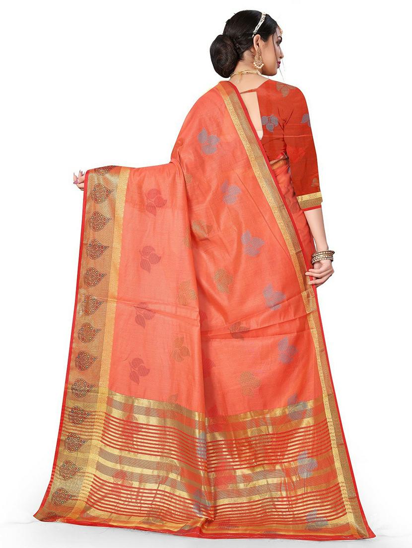 peach self design woven saree - 19825587 - Standard Image - 1