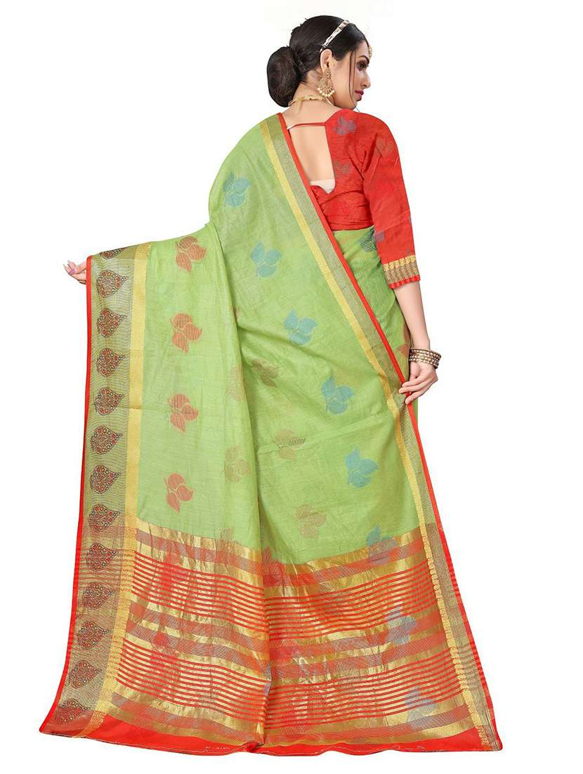 mint green self design woven saree - 19825595 -  Standard Image - 1
