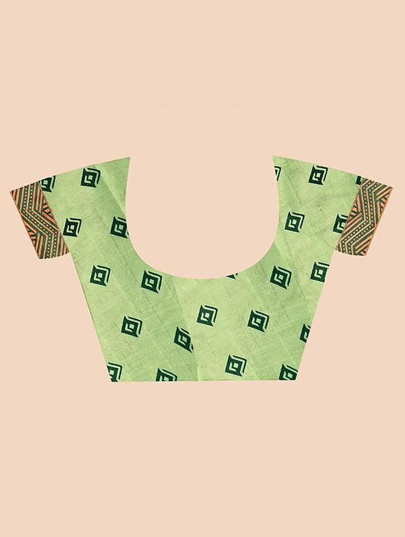 mint green self design woven saree with blouse - 19825596 - Standard Image - 1