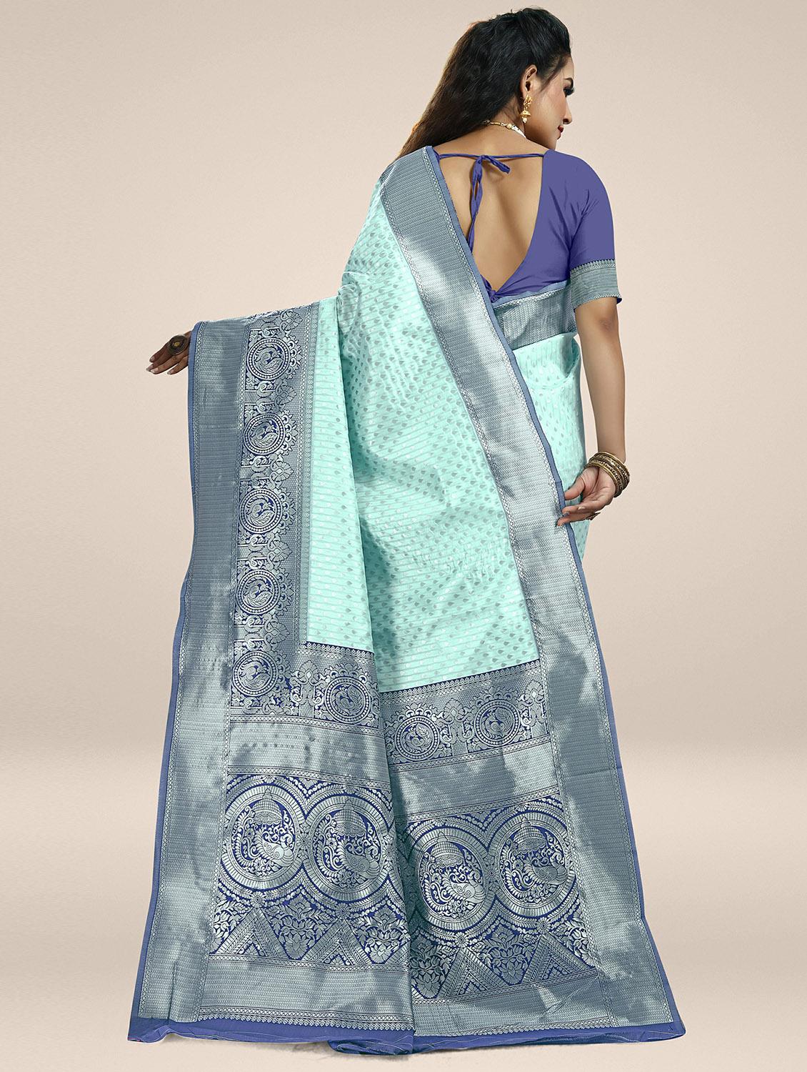 light blue self design woven saree - 19825604 - Standard Image - 1