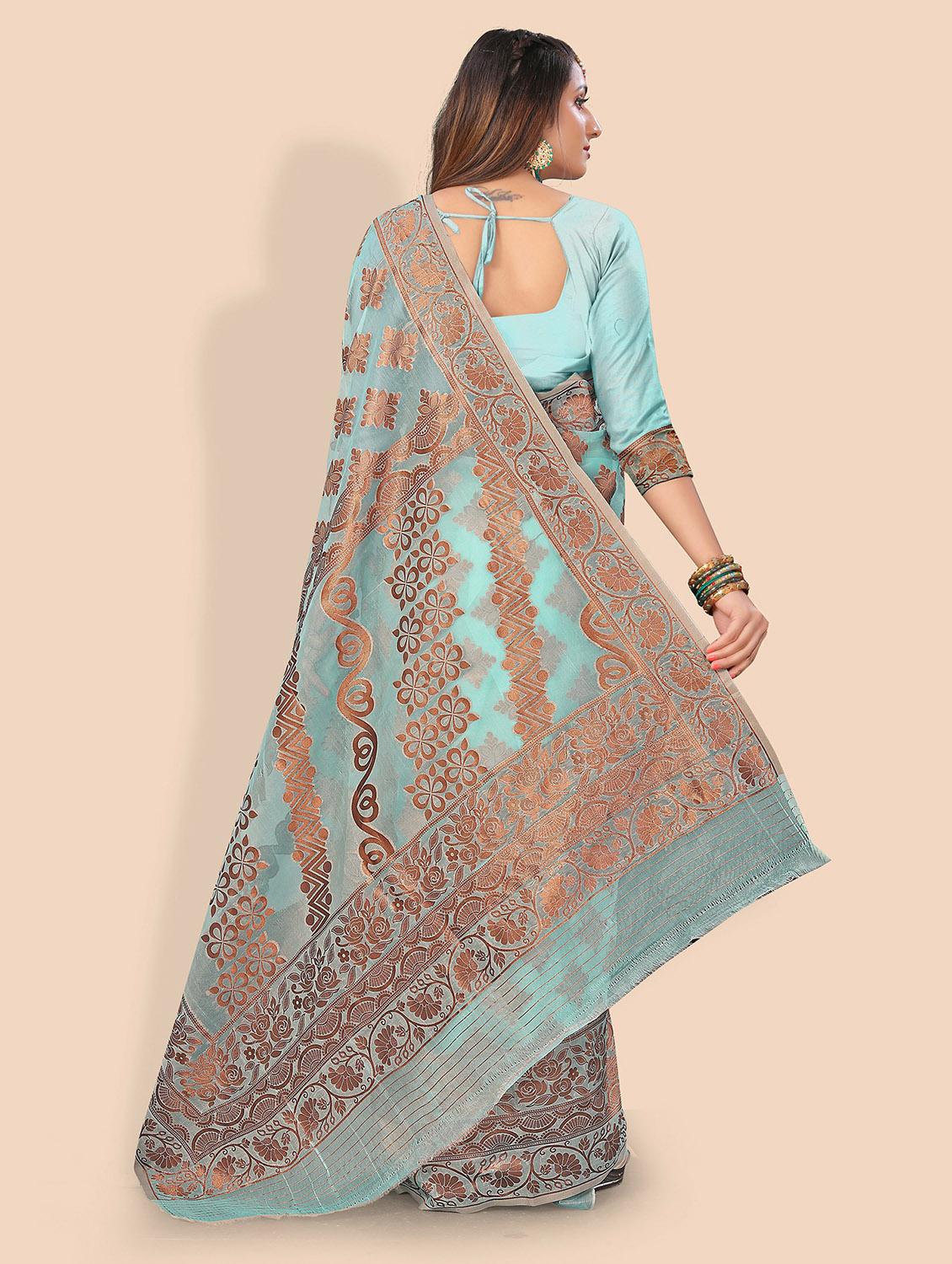 light blue self design woven saree - 19825609 - Standard Image - 1