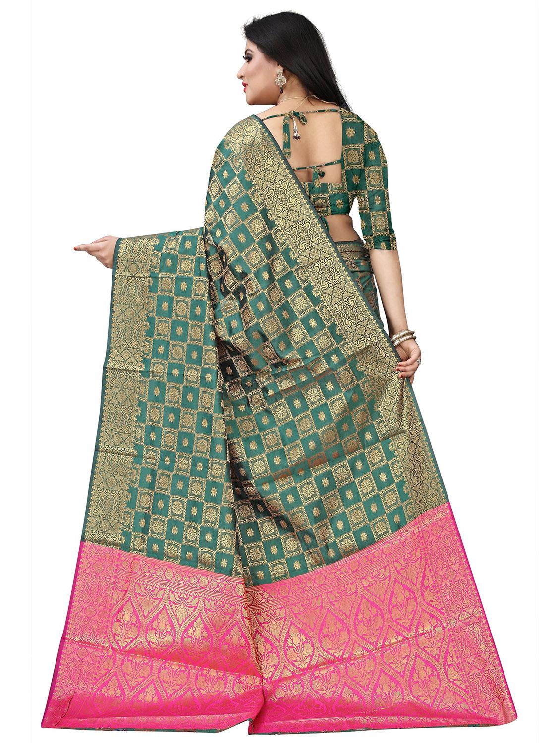green self design woven saree with blouse - 19825641 -  Standard Image - 1