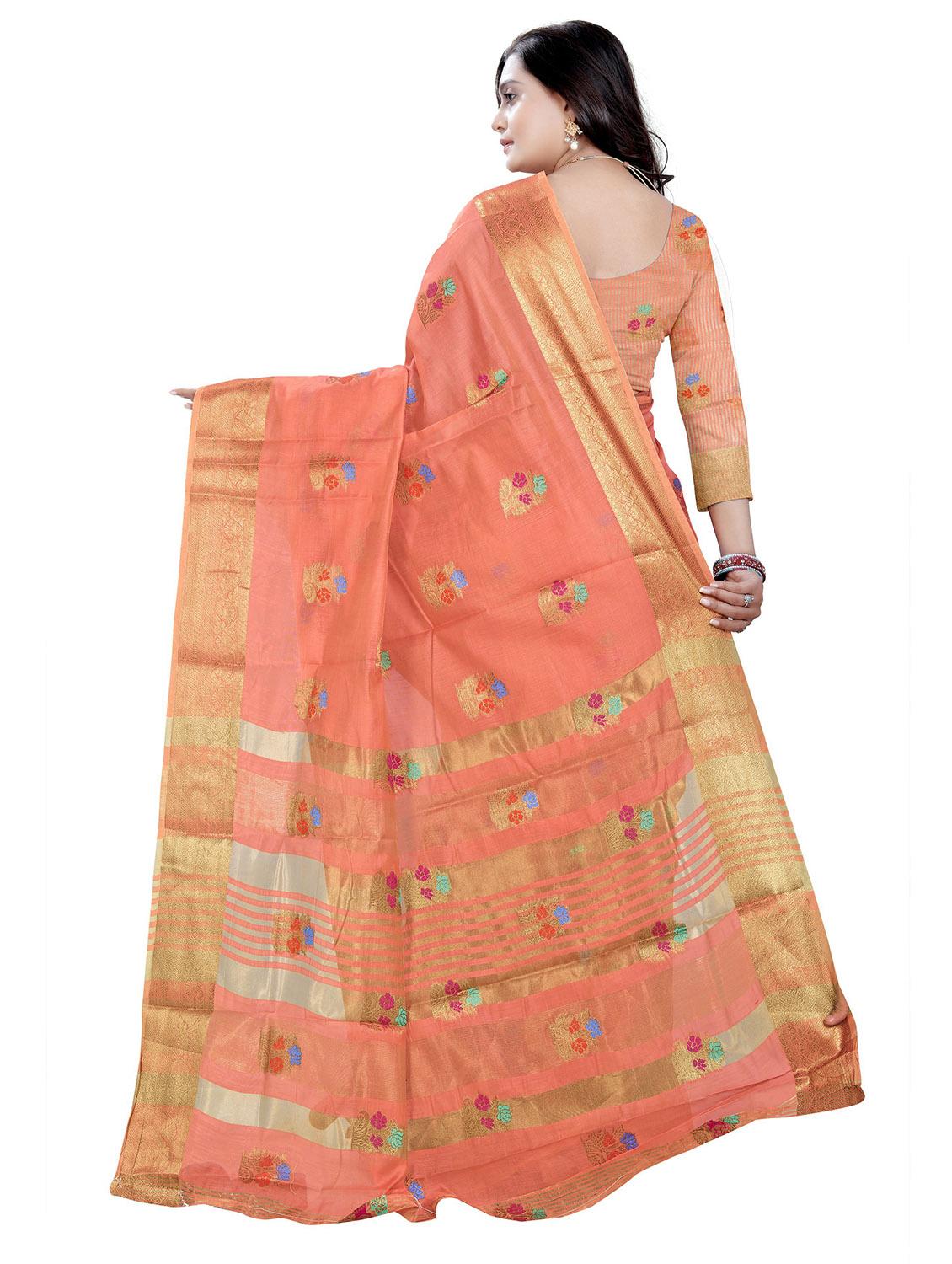 peach self design woven saree - 19825650 - Standard Image - 1
