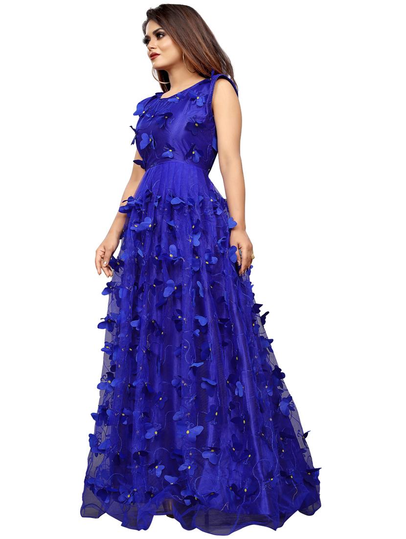 blue embellished fit & flare gown - 19826114 -  Standard Image - 1