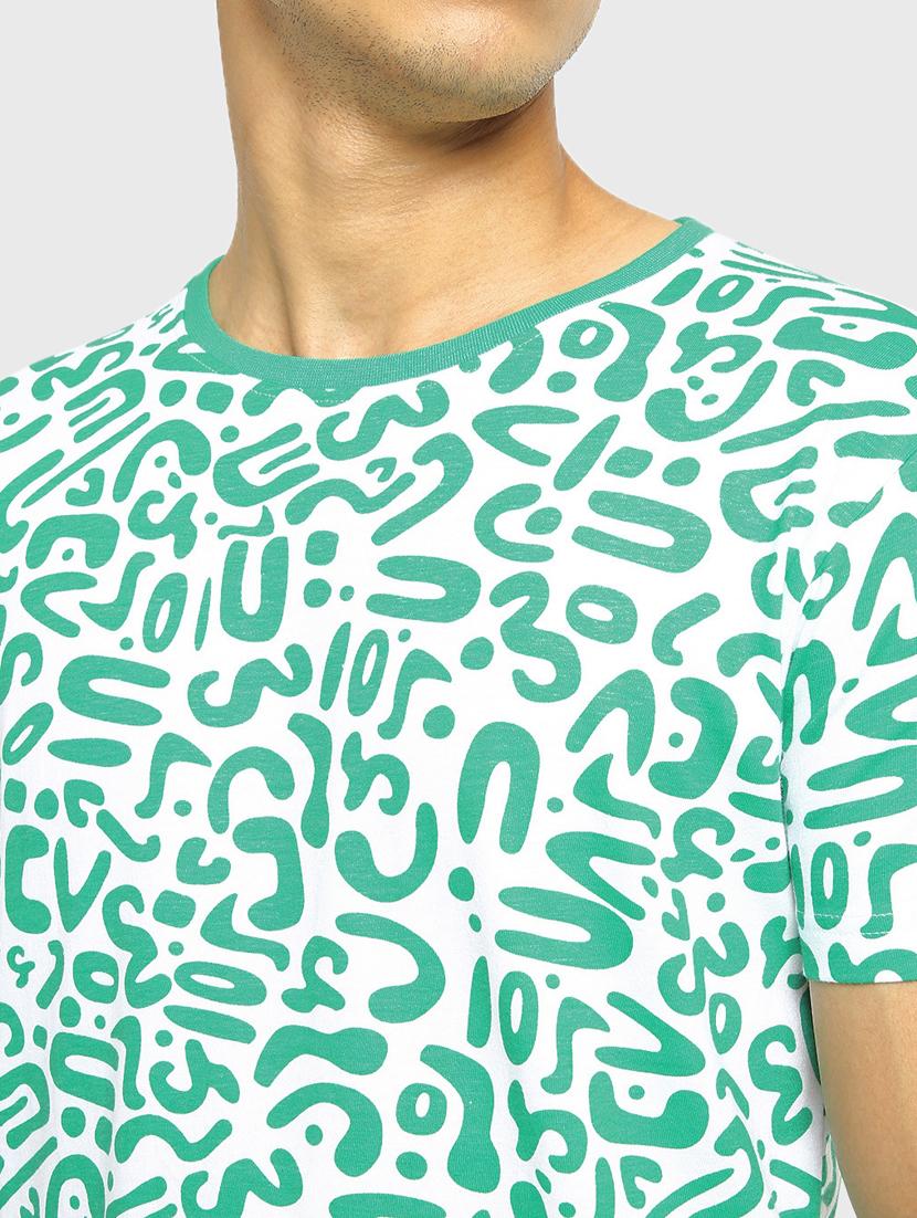 green half sleeve all over print round neck t-shirt - 19826878 - Standard Image - 4