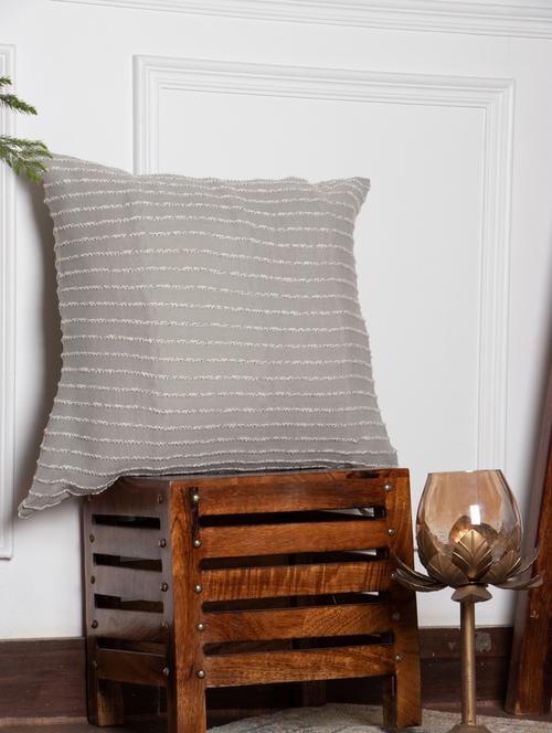grey cotton knit cushion cover - 19831167 - Standard Image - 0