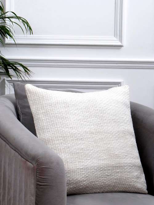 white cotton two tone basket weave pattern cushion cover - 19831171 -  Standard Image - 0