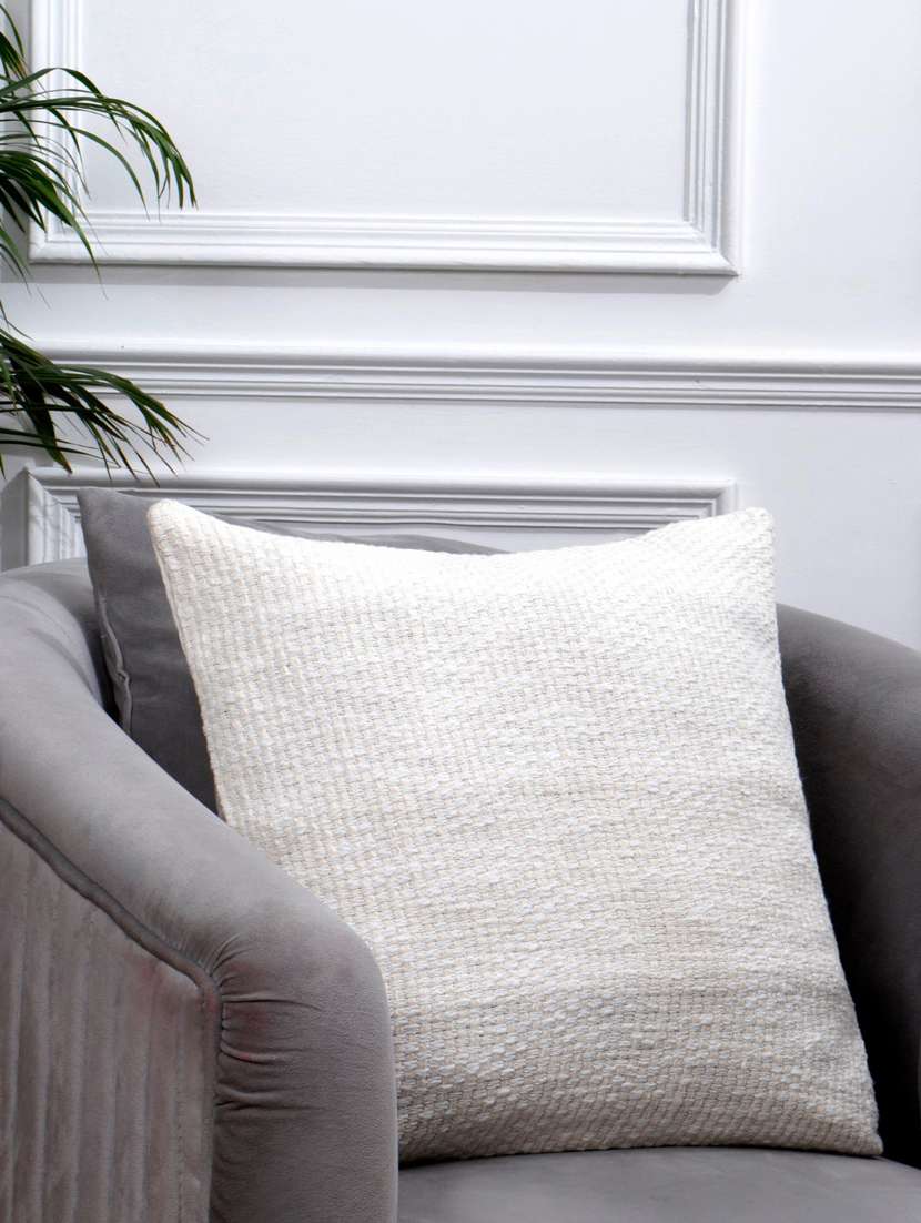 white cotton two tone basket weave pattern cushion cover