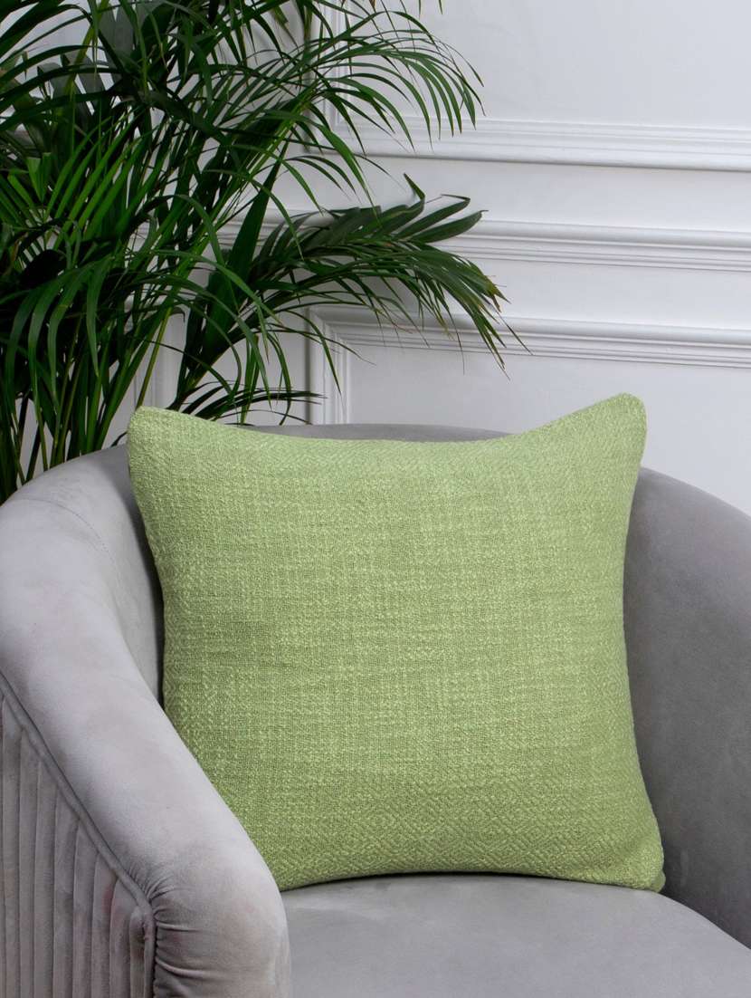 green cotton tweed weave cushion cover